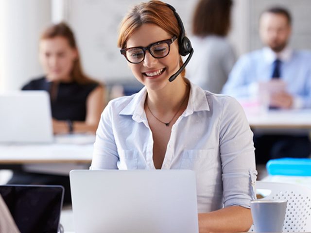A support specialist on a call